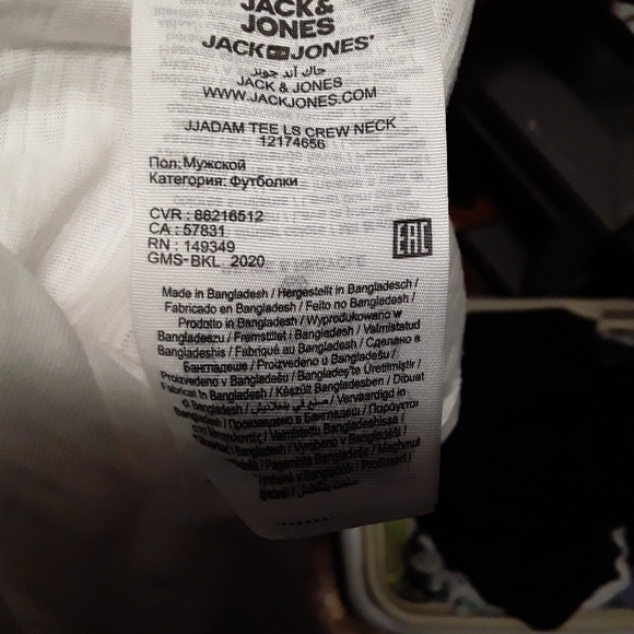 Jack & Jones Mens/Unisex Large White and Blue Longsleeve Teeshirt - Picture 14 of 16